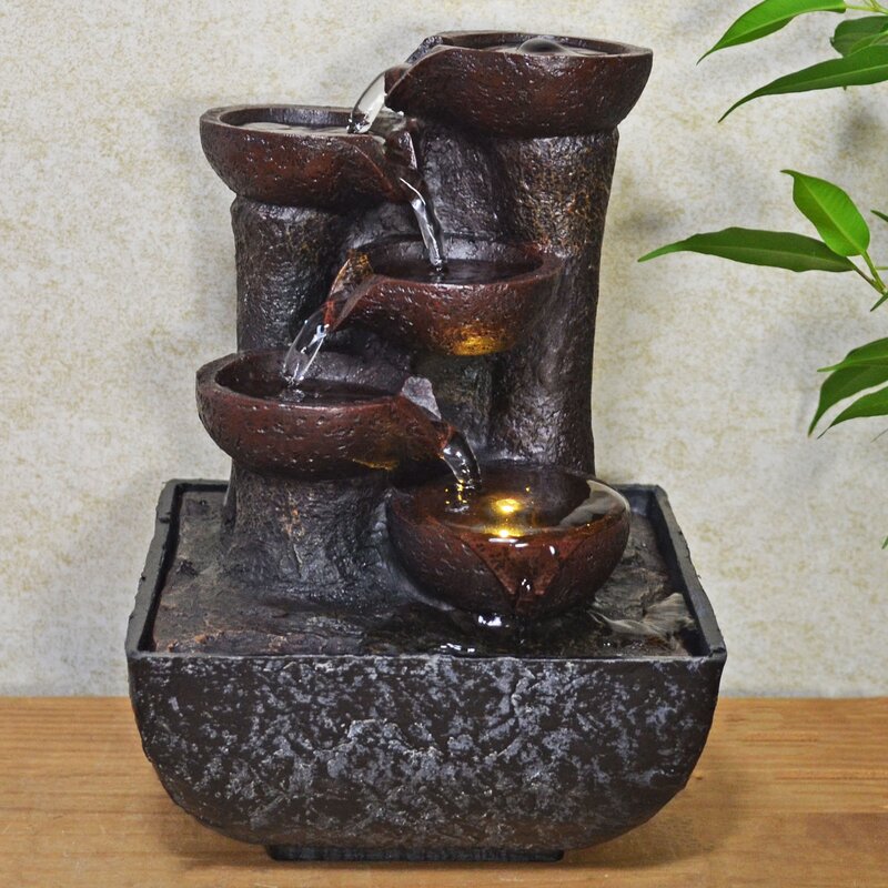 resin water fountain with light